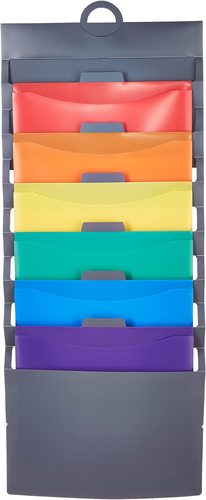 Basics Hanging 6 Pocket File Folders - Multicolor