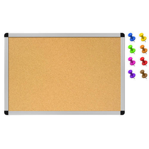 Cork Board Bulletin Board, Double Sided Corkboard 45 x 60 - Extra Colored Plastic Push Pins 50 pcs