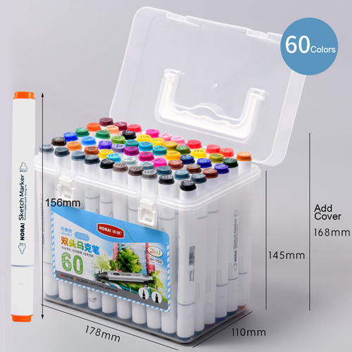 CACAGOO 60 Colors Art Markers Set Dual Heads Marker Pens with PP Storage Box Professionals Artistic