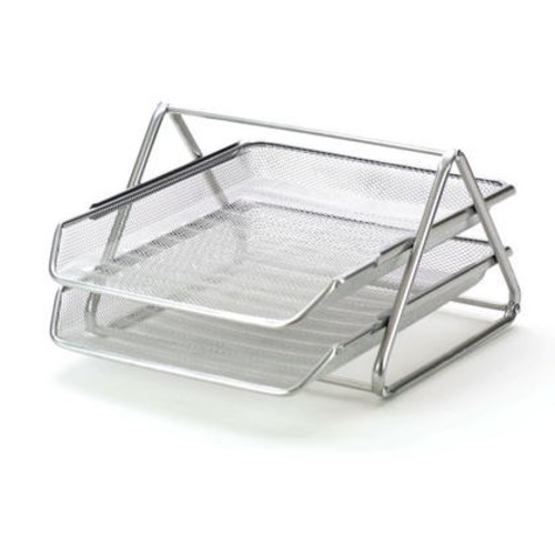 Steel Paper Stand 2 Shelves, Silver Color