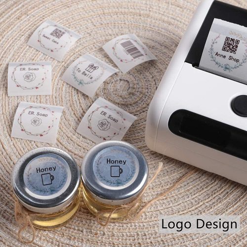 Memoking Transparent round label compatible  label printer, green olive branch, 30x30mm, 200 labels