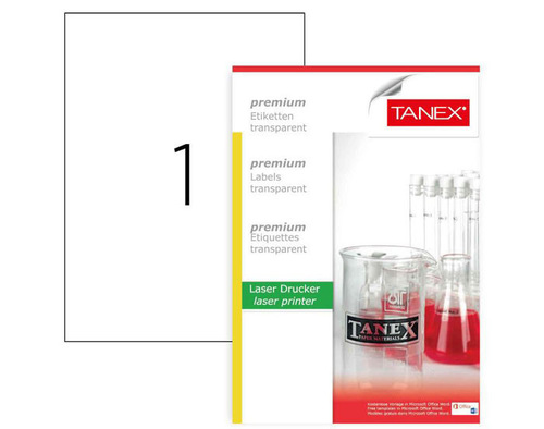 , 25 sheets TANEX A4 LABEL TRANSPARENT