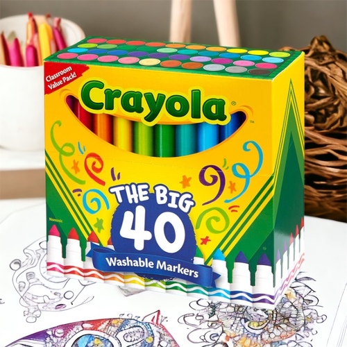 Crayola Classic Broad Line Washable Markers, 40 Ct, Back to School Supplies, Gifts, Child