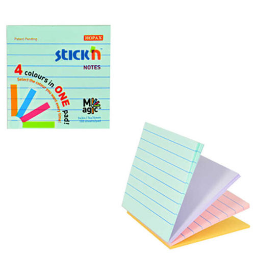 stick'n notes 4 colours in one pad  3x3 , 100 sheets