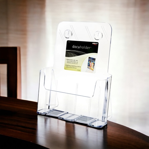 ‏ 1-Tier Wall Mount High Back Holder (Portrait) A4 Clear