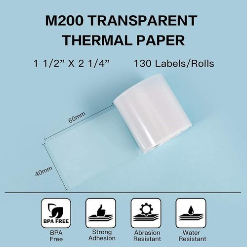 ‏Transparent Square 40*60mm Self-Adhesive Thermal Label for Phomemo -130 Labels