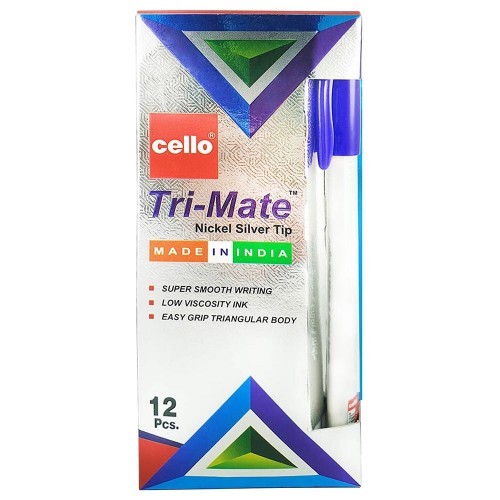 CELLO Tri-Mate Ball Point Pen12 Pcs- blue