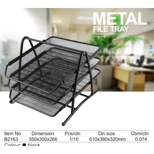 Steel Paper Stand 3 Shelves, Black Color