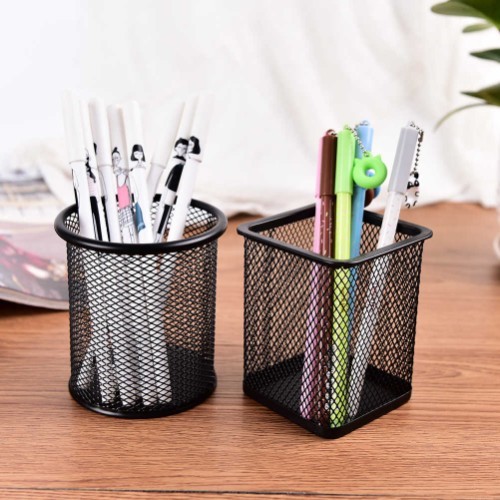 Round Mesh Cup Desk PenS Holder