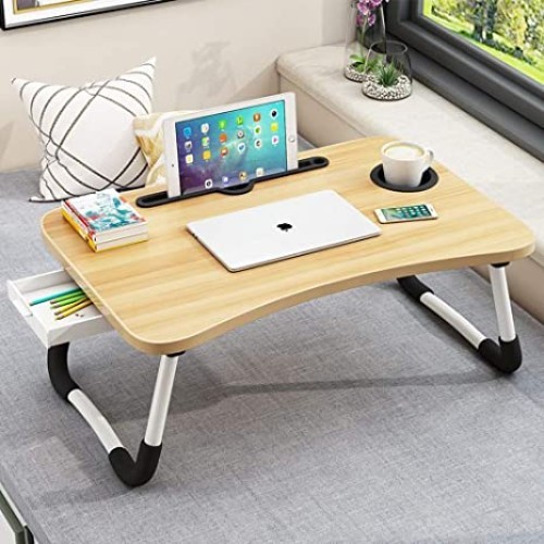 Lap Desk with Storage Drawer, Phone and Cup Holder, Laptop Bed Tray Table