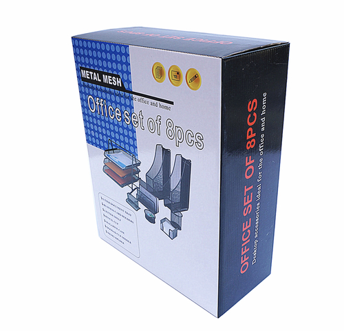 ‏Metal mesh office set of 8 pcs - black