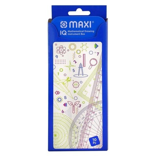 Maxi IQ Mathematical Drawing Instrument Box Multicolour Pack of 10