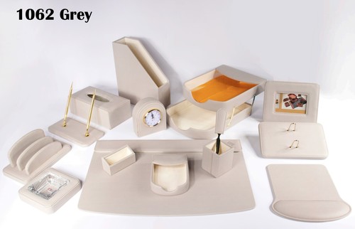 Grey leather desk set x 14 - 1062-Grey