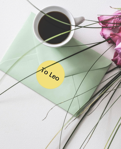 شريط ليبل أصفر دائري قياس 5x5 سم - عدد 140 ستيكر
