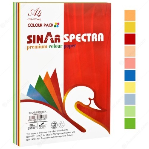 SINAR SPECTRA PREMIUM COLOUR PAPER 80 GSM A4 250 SHEETS - SINAR SPECTRA PREMIUM COLOUR PAPER 80 GSM A4 250 SHEETS