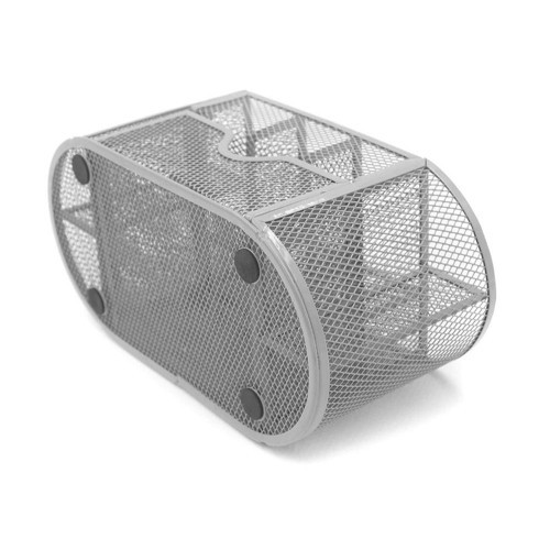 Mesh Collection Oval Supply Caddy Desktop Organizer Office Drawer with Pen Holder Collection, silver