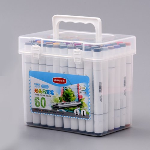 CACAGOO 60 Colors Art Markers Set Dual Heads Marker Pens with PP Storage Box Professionals Artistic
