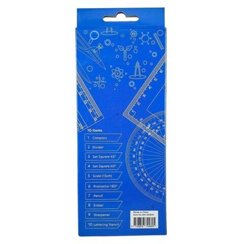 Maxi IQ Mathematical Drawing Instrument Box Multicolour Pack of 10