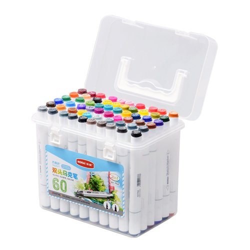 CACAGOO 60 Colors Art Markers Set Dual Heads Marker Pens with PP Storage Box Professionals Artistic