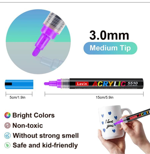 ‏Jubai Acrylic Marker Line 4mm 12 color
