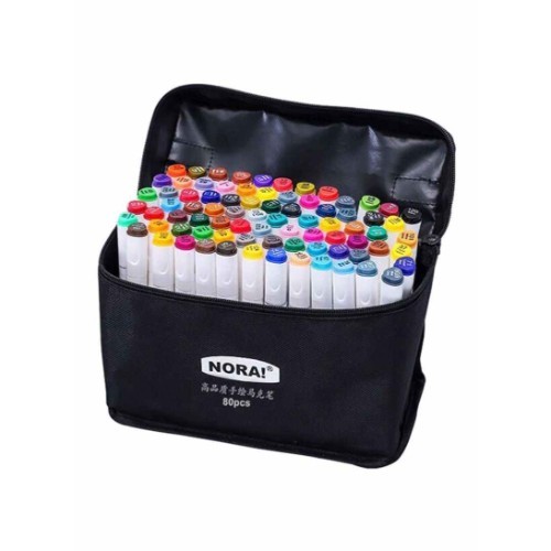 80 Vibrant Colors Art Markers Set - 80 Vibrant Colors Art Markers Set Double Tip Broad Quick Drying Marker Pen with Carrying Bag