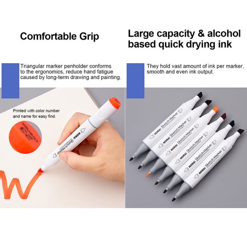 CACAGOO 60 Colors Art Markers Set Dual Heads Marker Pens with PP Storage Box Professionals Artistic
