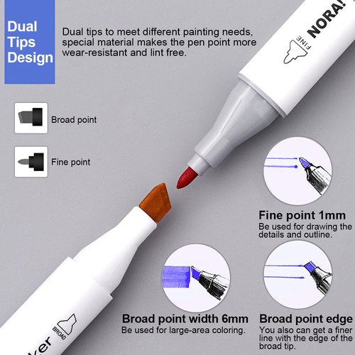 CACAGOO 60 Colors Art Markers Set Dual Heads Marker Pens with PP Storage Box Professionals Artistic