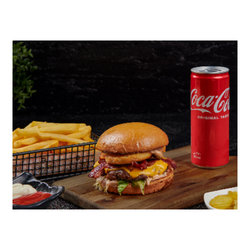 Beef Burger Meal - Beef burger from your choice, fries and soft drink