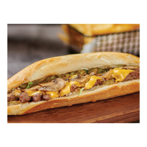 Kashokhi  - Kabab Azouz French Samoon Sandwich - Sheep beef kabab with mushroom, cheese, lettuce, pickles and special sauce