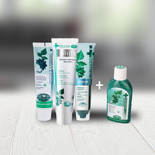 Dandisti paste package - Nighttime toothpaste
 Whitening toothpaste
 Sensitive toothpaste
+ one free mouthwash