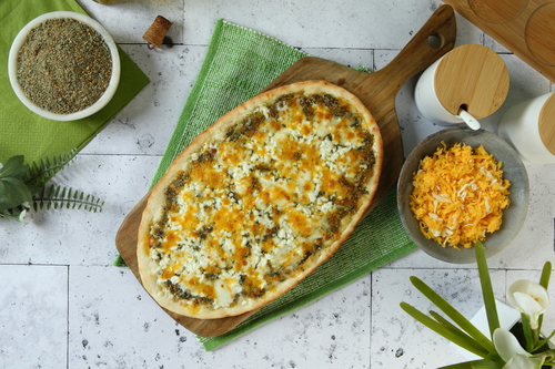 Zaatar with Mixed cheese mushtah - The light lebanese mushtah open dough with zaatar ( thyme) and mixed cheese