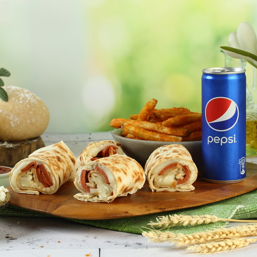 Man'Ousha Chicken With Cheese Combo Meal - Chicken With Cheese Sandwich + French Frise + Drink