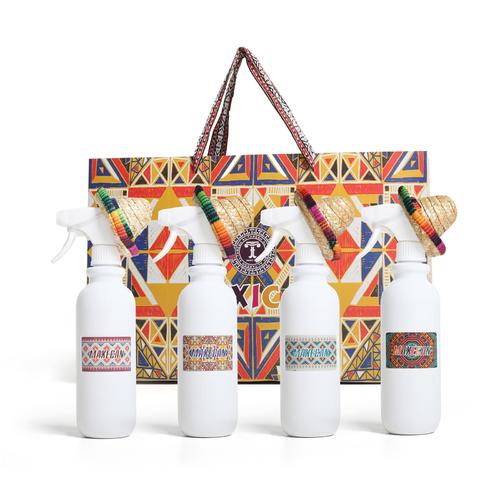 collection MEXICAN - The package consists of four sprays, each spray of 300 ml, four different Mexican scents, used for bands, clothes and the atmosphere.