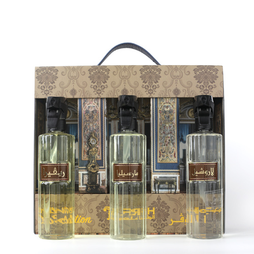 Louvre collection - Rivera Top notes are almond, apricot, cinnamon and bergamot; The heart of the fragrance is rose. base notes are ambergris, vanilla, patchouli, tonka bean, musk and vetiver. 
 La Rochelle Top notes are jasmine and neroli; middle notes are rose, cinnamon and peach; base notes are agarwood (oud), sandalwood, leather, amber and musk. Marseille Top notes are pear and bergamot; middle notes are tuberose, orange blossom and jasmine sambac; base notes are patchouli, vanilla, ambroxan and vetiver.