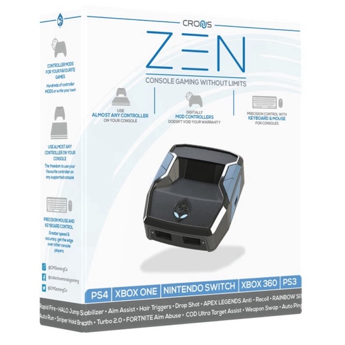 Cronus Zen - Cronus Zen unleashes the true power of your controller, unlocking more features than ever before. Re-designed from the ground up, you now have access to powerful modes such as Crossover Gaming which allows you to use your favorite controller on PS4, XBOX ONE, NINTENDO SWITCH, PS3, XBOX 360, and WINDOWS PC. It also converts your controller into a fully loaded war machine without installing any chips or wires and DOES NOT void your warranty. There are thousands of free MODs developed by the Cronus Community for all the latest games, including Rapidfire, Anti-Recoil, Aim Assist, Aim Abuse, Quickscope, Strafe Shot, Drop Shot, Fast Reload, Auto Sprint, Sniper Breath, Steady Aim, and much more - without spending hundreds of dollars on an expensive modded controller!