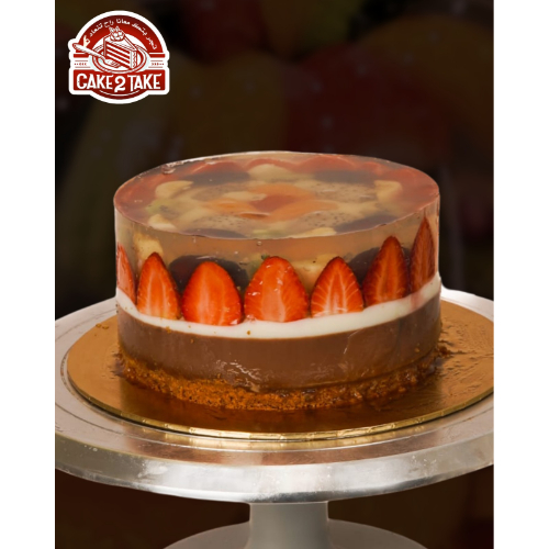 Jelly Cake - fruits jelly cake with biscuit and chocolate layer