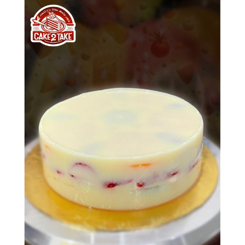 Milk Jelly - fresh milk jelly cake with mixed fruits