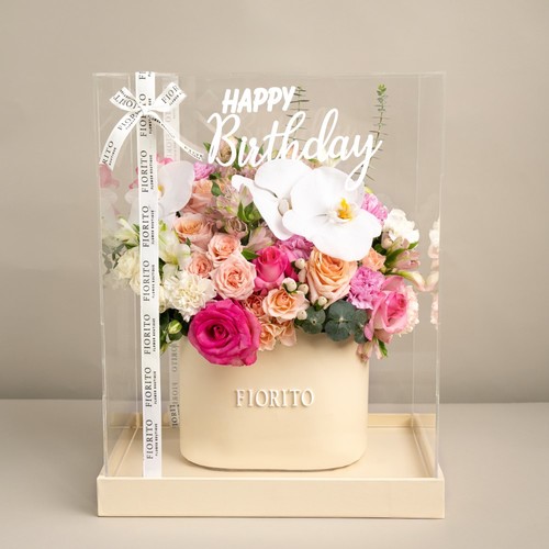 You Are Worth It - Acrylic box with roses and orchids for a perfect expression of admiration and celebration for someone truly special.