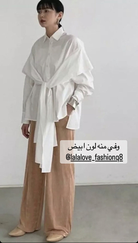 لالا لوف فاشن Q8 - قميص ابيض - Model is wearing size M