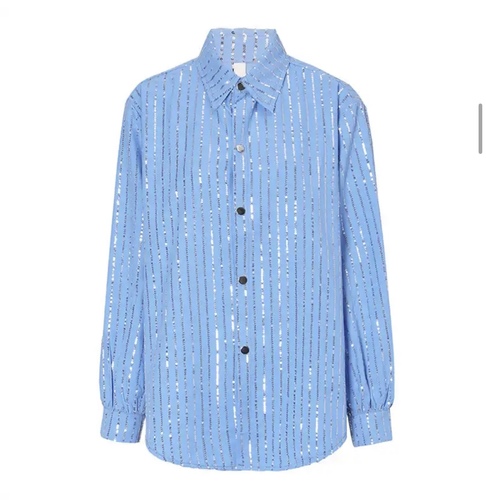 Blue shiny stripes shirt