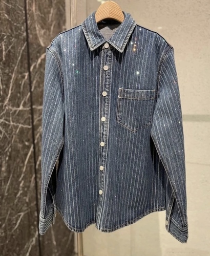 Denim shinny shirt - One size Bust 120 cm Length 75 cm