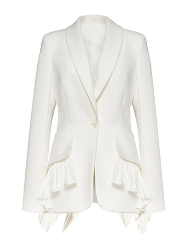 End ruffle white blazer