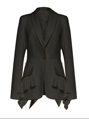 End ruffle black blazer