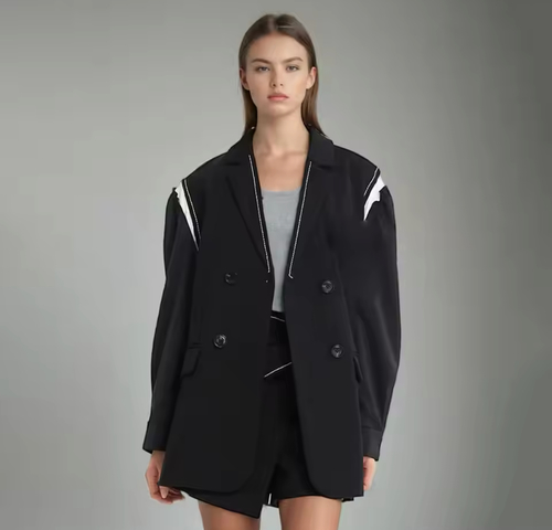 Black blazer with white line in sleeve