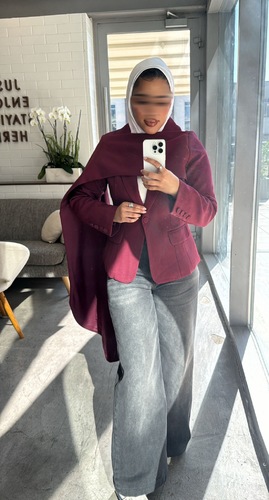 Maroon blazer with scarf