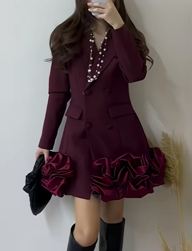 Burgundy end ruffle dress