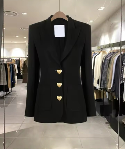 Lala Love Fashion Q8 - Black blazer with heart buttons