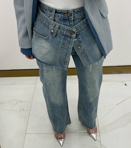 Denim jeans with skirt