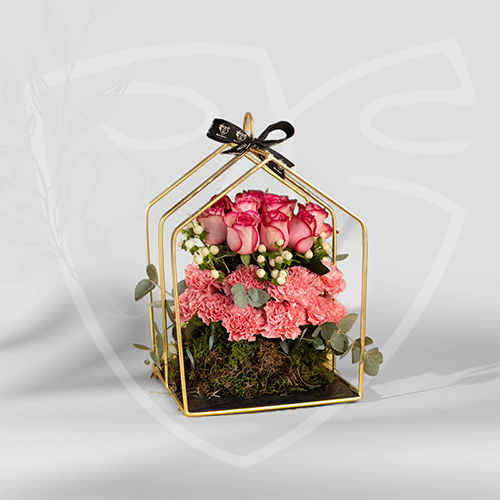 Al Juri 2 - gold cage with roses Size : 35*30 cm