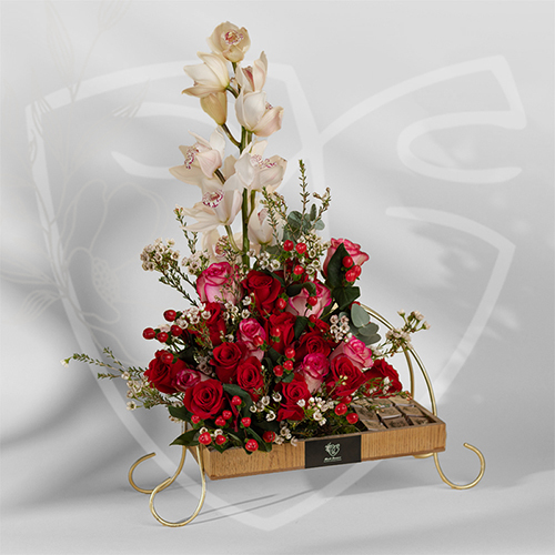 Butte 2 - try wood with flowers with chocolate size : 45*30 cm